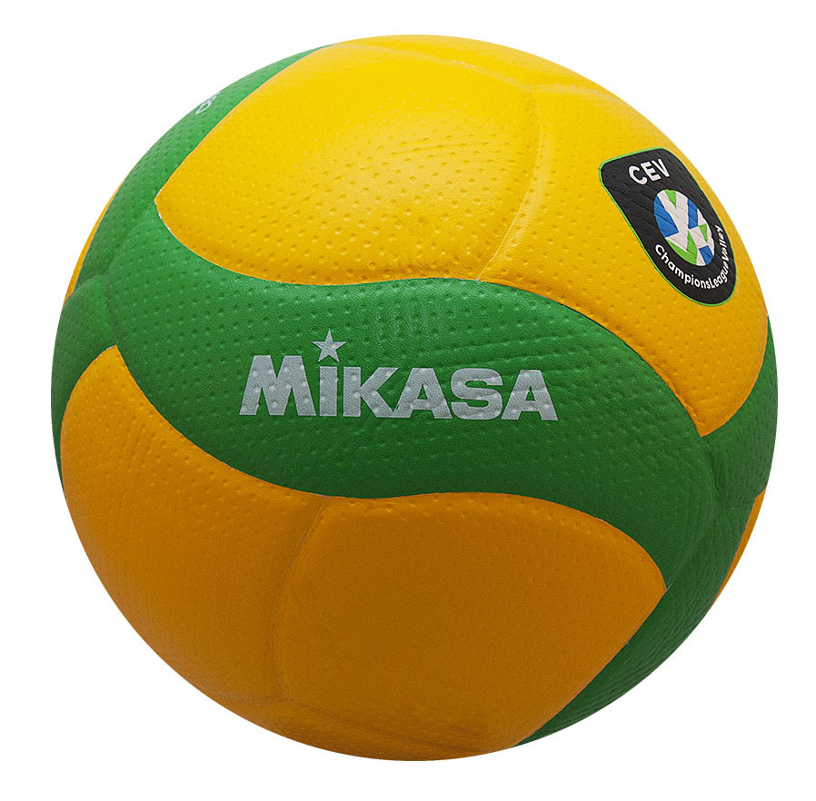 мяч волейбольный mikasa v200w-cev р.5 оф.мяч екв, лч синт.к.микрофиб зел/желт