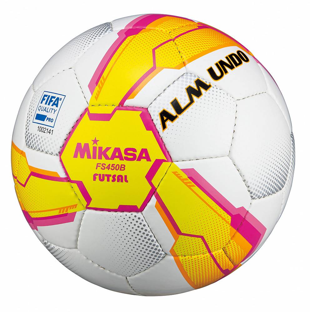 мяч футзальный mikasa fs450b-yp р.4 fifa appr бел/желт/розовый