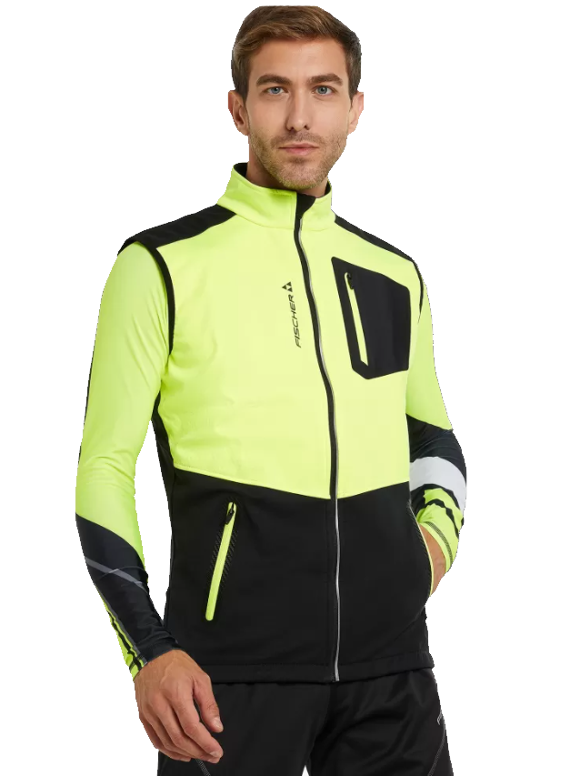 Жилет мужской Fischer Softshell Warm черный/лимонный